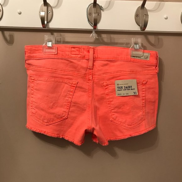 AG Adriano Goldschmied Neon Orange Jean Shorts - Picture 2 of 3